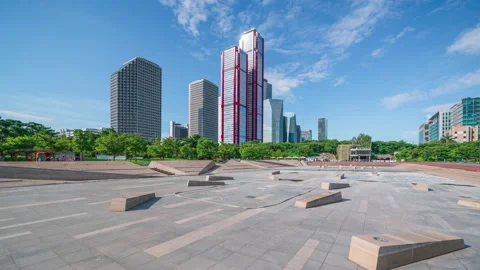 Hyper Lapse 4k, financial office building and business office in Yeouido, Seoul, Video stock 159600756