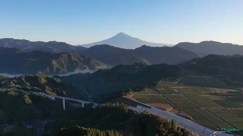 Hyper lapse Aerial view of Fuji mountain in Shizuoka, Japan Video stock 122456339