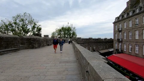 Hyper Lapse Around Ramparts in Saint Malo Stock Footage 114914171