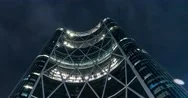 Hyper-Lapse Of Bow Building At Night. Calgary, Alberta. Stock Footage