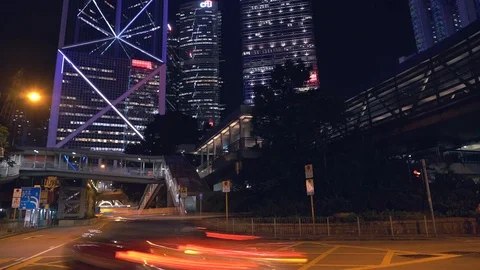 Hyper lapse of Busy traffic at night Stock Footage 125400041