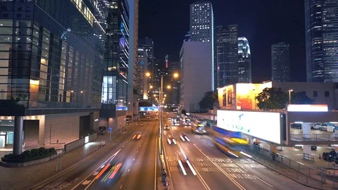 Hyper lapse of Busy traffic at night Stock Footage 125400064