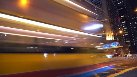 Hyper lapse of Busy traffic at night Stock Footage 125400078