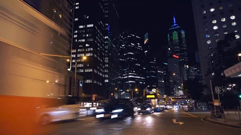 Hyper lapse of Busy traffic at night Stock Footage 125400085
