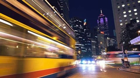 Hyper lapse of Busy traffic at night Stock Footage 125400088