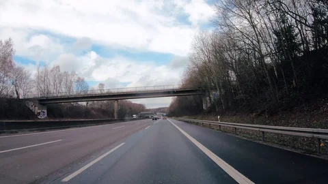 Hyper lapse with caravan car on the German highway near Cologne, Bonn,Dusseldorf Stock Footage 104627633