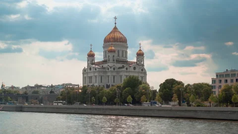 Hyper lapse, Cathedral of Christ the Savior, Moscow, Russia Video stock 219671606
