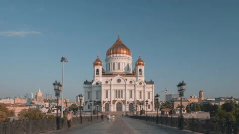 Hyper lapse Cathedral of Christ the Savior, Moscow, Russia Stock Footage 219671818
