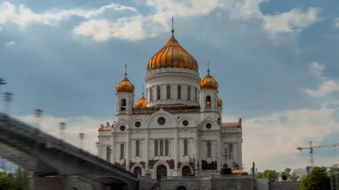Hyper lapse, Cathedral of Christ the Savior, Moscow, Russia Stock Footage 220189330