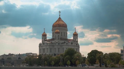 Hyper lapse, Cathedral of Christ the Savior, Moscow, Russia Stock Footage 221471342