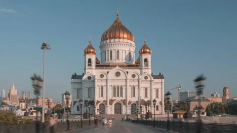 Hyper lapse Cathedral of Christ the Savior, Moscow, Russia Stock Footage 225303219
