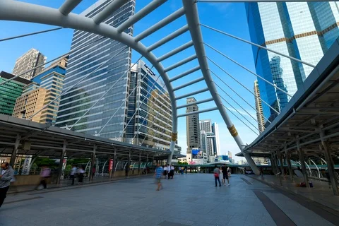 Hyper lapse of Chong NonSi sky walk-Bangkok Stock Footage 125048131