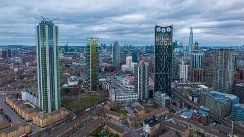Hyper lapse of cityscape view with high-rise towers in the capital city Video stock 171930751