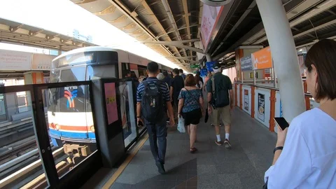 Hyper Lapse of commuting by pubic train in Bangkok Stock Footage 104645895