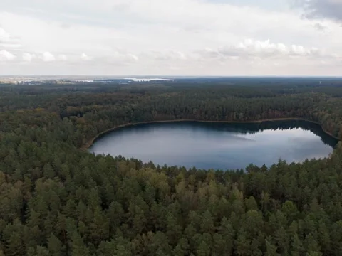 Hyper lapse of crystal clear lake in forest, reflection of sky on water surface Stock Footage 231119885