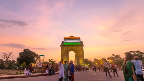 Hyper lapse of Day to Night at India Gate, New Delhi, India. Stock Footage 116792339