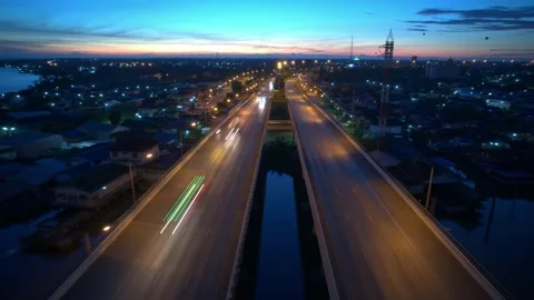 Hyper lapse drone fly over the bridge Stock Footage 214705397