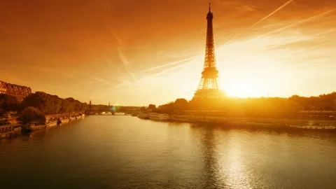 Hyper lapse Eiffel tower, Paris. France Stock Footage 93531411