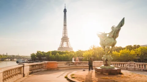 Hyper lapse, Eiffel tower, Paris, France Stock Footage 117636275