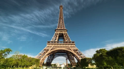 Hyper lapse, Eiffel tower, Paris. France Stock Footage 117639032