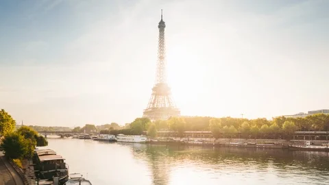 Hyper lapse, Eiffel tower, Paris, France Stock Footage 125589283