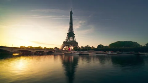 Hyper lapse, Eiffel tower, Paris, France Stock Footage 145058637