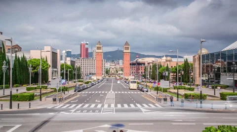 Hyper Lapse of famous Plaza de Espana in Barcelona, Spain Vídeos de archivo 60389776