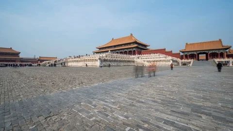 Hyper Lapse of Hall of Superme Harmony on a sunny day,the Forbidden City,china Stock Footage 87692447