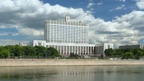 Hyper lapse, The house of Russian Federation Government or White house, Moscow Stock Footage 220187509