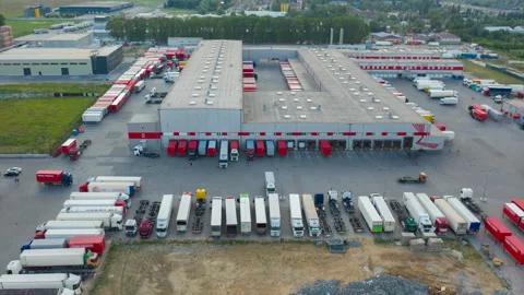 Hyper lapse (hyperlapse - motion time lapse) of logistics park with loading hub Stock Footage 165904827