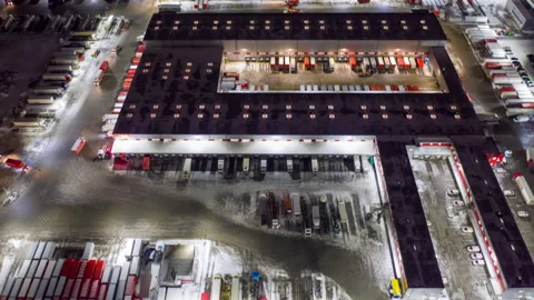 Hyper lapse (hyperlapse - motion time lapse) of a logistics park with a loading Stock Footage 169552761