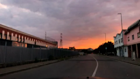 Hyper Lapse inside the car,  Sunrise or sunset, Inside Camera Location Stock Footage 133420987