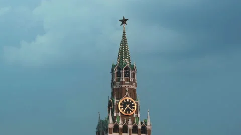 Hyper lapse of Kremlin clock, Moscow, Russia Stock Footage 221471749