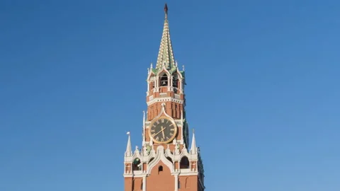 Hyper lapse of Kremlin clock, Moscow, Russia Stock Footage 225303805