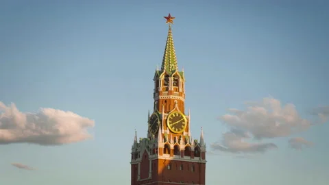 Hyper lapse of Kremlin clock, Moscow, Russia Video stock 225305567