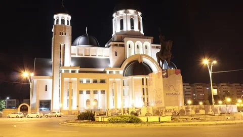 Hyper lapse of night city, short parts from   different areas, Bacau , Romania Video stock 111351375