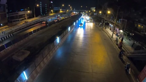 Hyper Lapse of night traffic in Asian city Stock Footage 104531861
