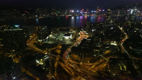 Hyper-lapse at night in Tsim Sha Tsui Video stock 191774183