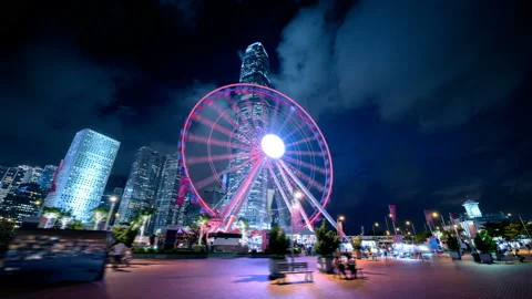 Hyper lapse, Observation Wheel, Hong Kong Stock Footage 93531512