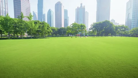 Hyper lapse, park in lujiazui financial centre, Shanghai, China Video stock 144353315