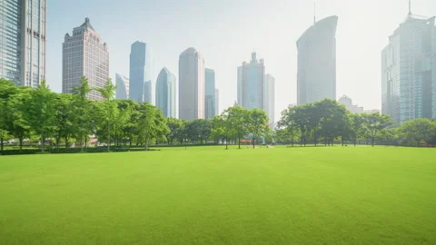 Hyper lapse, park in lujiazui financial center, Shanghai, China Video stock 148742005