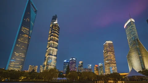 Hyper lapse park in lujiazui financial center, Shanghai, China Stock Footage 155995771