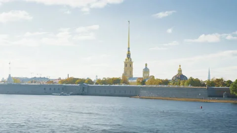 Hyper lapse, Peter and Paul Fortress, Petersburg, Russia Stock Footage 166388810