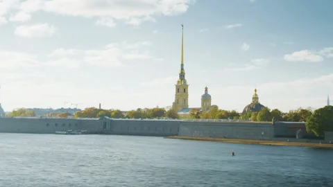 Hyper lapse, Peter and Paul Fortress, Petersburg, Russia Stock Footage 220187625