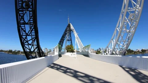 Hyper Lapse POV of Matagarup Bridge Perth WA Stock Footage 148254822