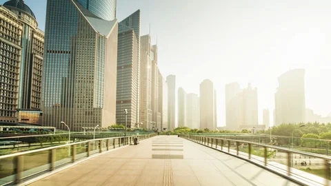 Hyper lapse, Pudong financial district Shanghai, China Stock Footage 116899620