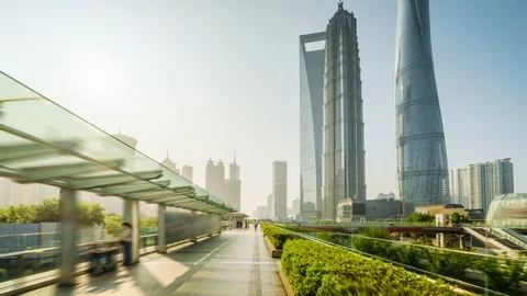 Hyper lapse, Pudong financial district Shanghai, China 스톡 동영상 116899886