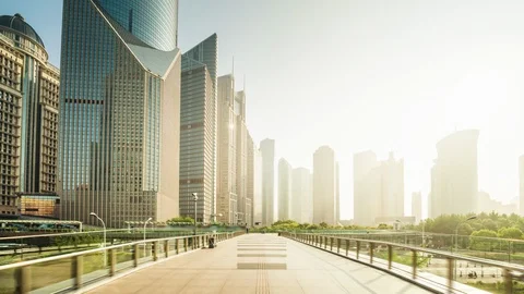 Hyper lapse, Pudong financial district Shanghai, China Stock Footage 117639248