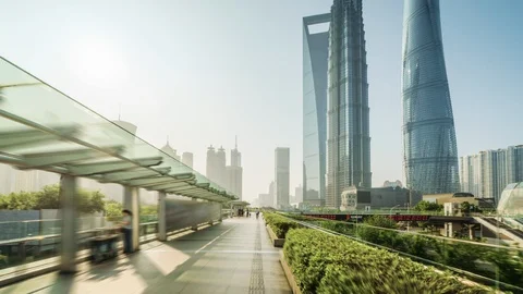 Hyper lapse, Pudong financial district Shanghai, China Stock Footage 118406215