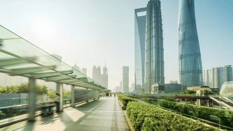 Hyper lapse, Pudong financial district Shanghai, China Stock Footage 118930064